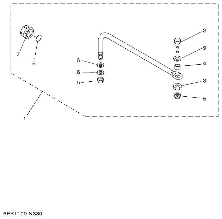 Yamaha F80DET, F90CET, F100FET STEERING GUIDE parts diagram